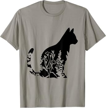 Cute Cat Shirt, Cat Shirt, Floral Cat Shirt, Cat Lover T-Shirt for Men Women