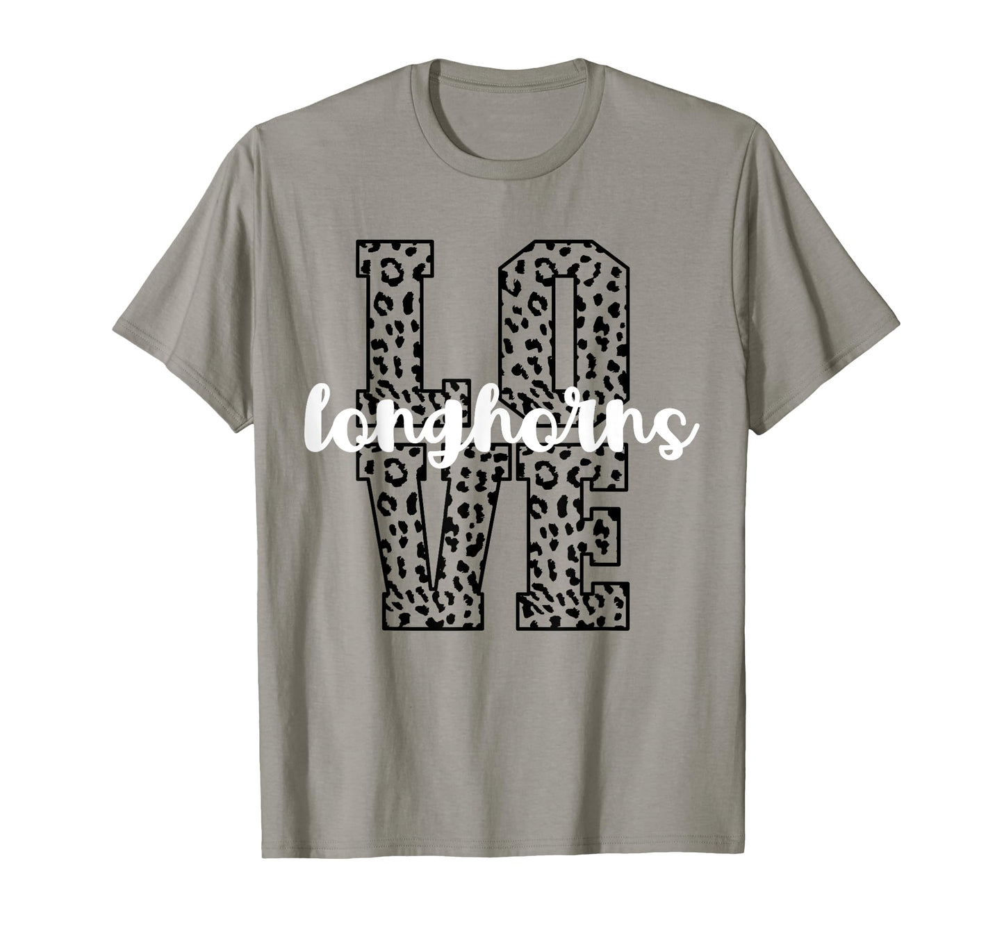Longhorns Love Team Mascot School Spirit Game Night Leopard T-Shirt