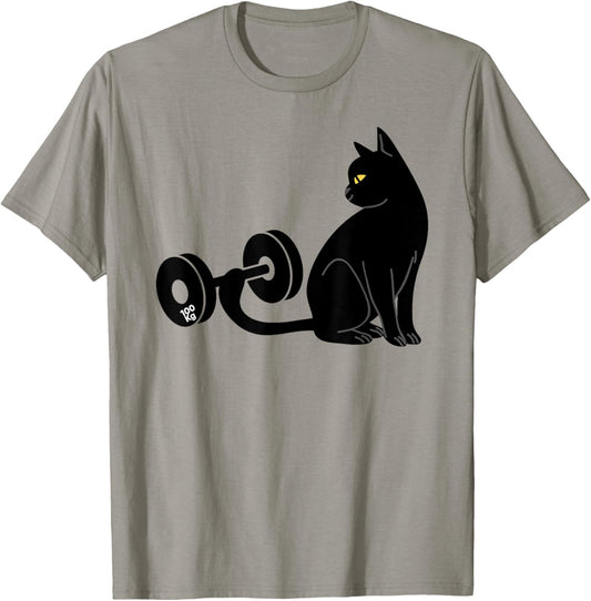 Deadlifting Cat Workout Gym Fitness Exercise Weightlifting T-Shirt
