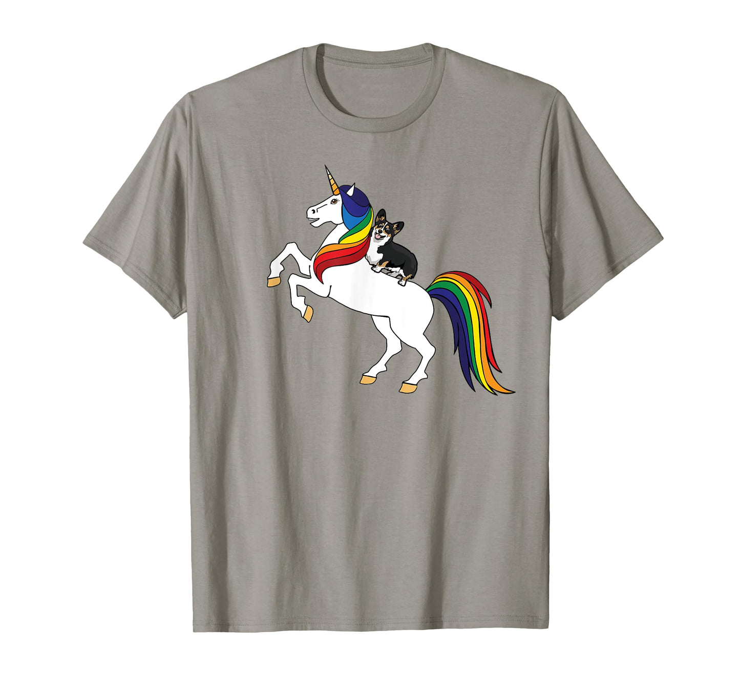 Funny Kids Womens Unicorn Pembroke Black Tri Corgi Lover T-Shirt