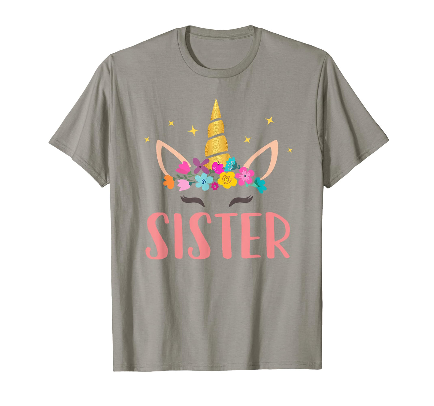 Sister Unicorn Floral Birthday Matching T-Shirt