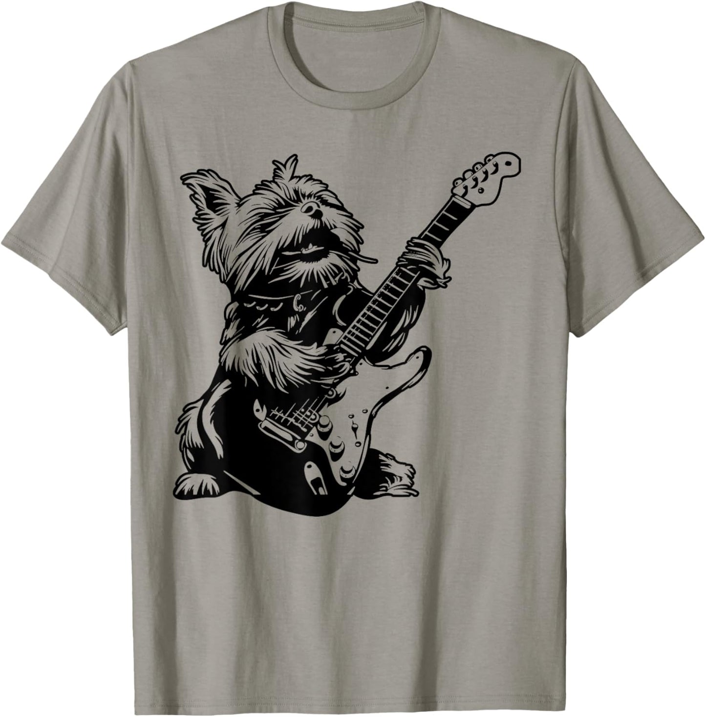 Dog Guitarist Guitar - Yorkie Dad Mom T-Shirt