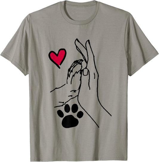Human And Dog Or Cat Paw High Five Dog Human Friendship T-Shirt