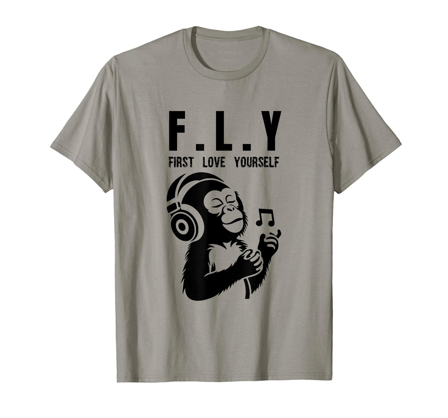 FLY First Love Yourself: Enjoy Music, Cute Monkey T-Shirt