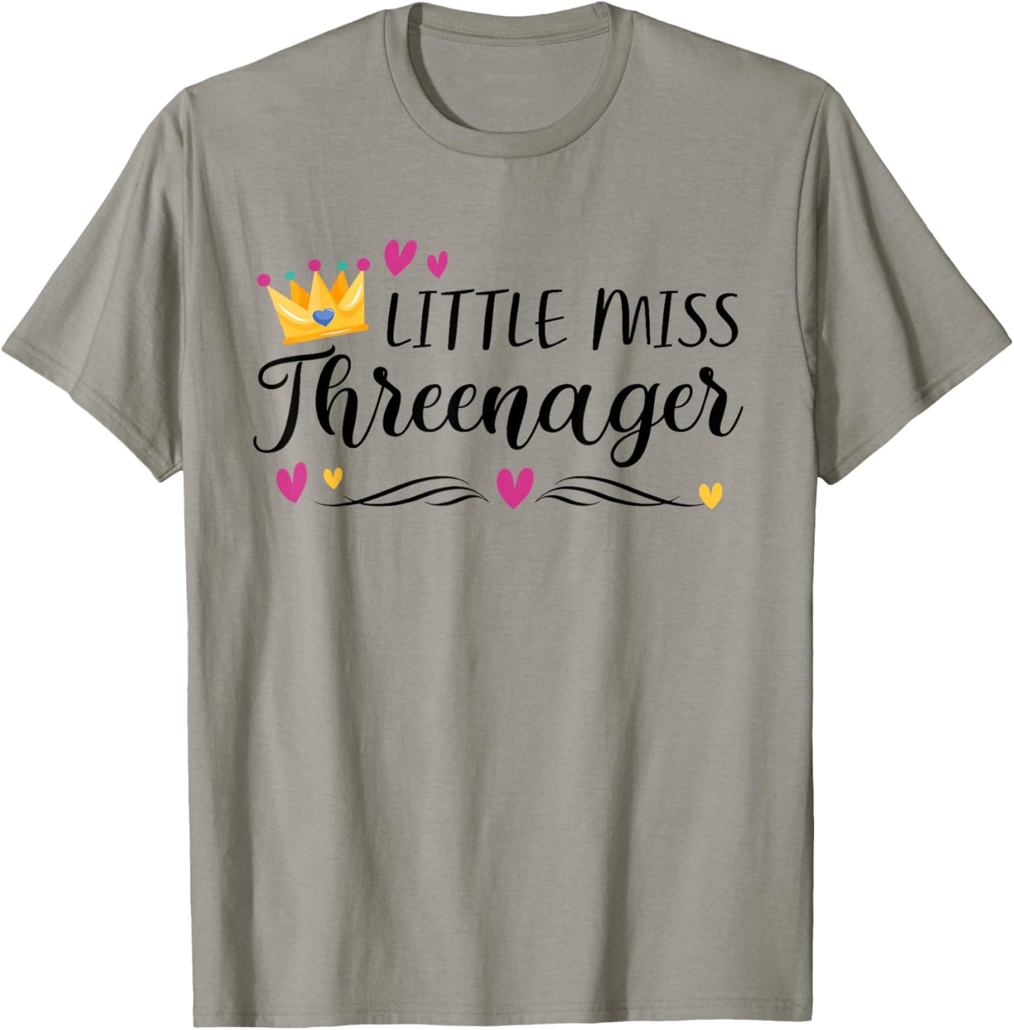 Little Miss Threenager 3rd Birthday Girl 3 Years Old T-Shirt
