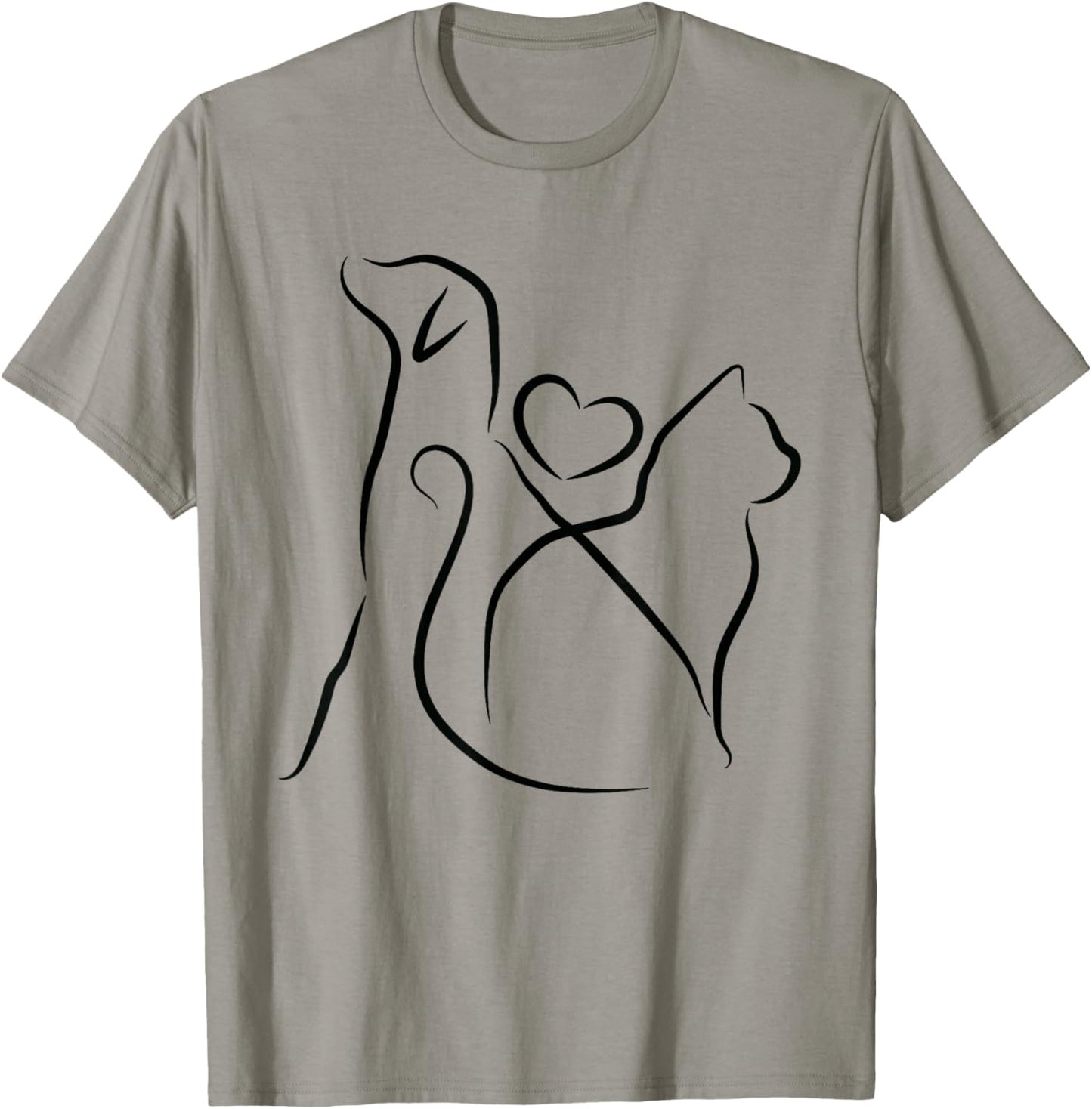 Dog Puppy and Baby Cat Heart - Animal Dog & Cat Heart T-Shirt
