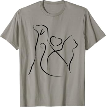 Dog Puppy and Baby Cat Heart - Animal Dog & Cat Heart T-Shirt