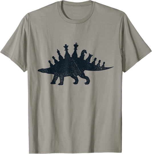 Chess Pieces Dinosaur Chess Player Stegosaurus Boys Kids T-Shirt