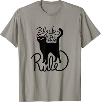 Black Cats Rule Fun Black Cat Mom T-Shirt