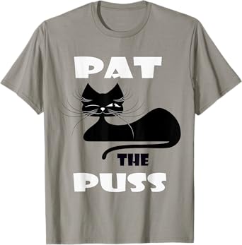 Pat the Puss Black Cat Winking Kitty Pet Cat T Shirt Men Women T-Shirt