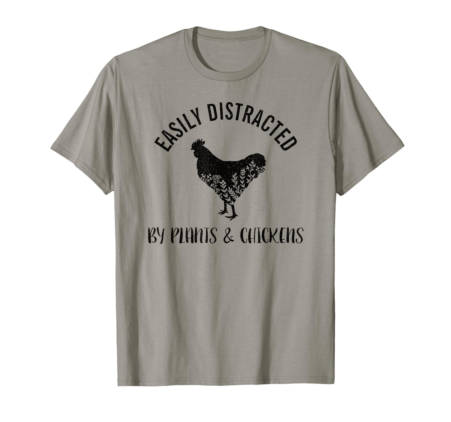 Easily Distracted By Plants and Chickens Botanical Flower T-Shirt