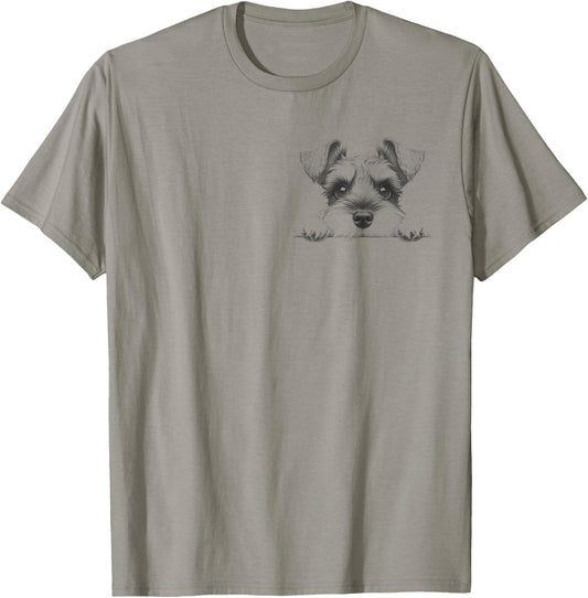 Mini Miniature Schnauzer peeking Cute Dog Design Idea T-Shirt
