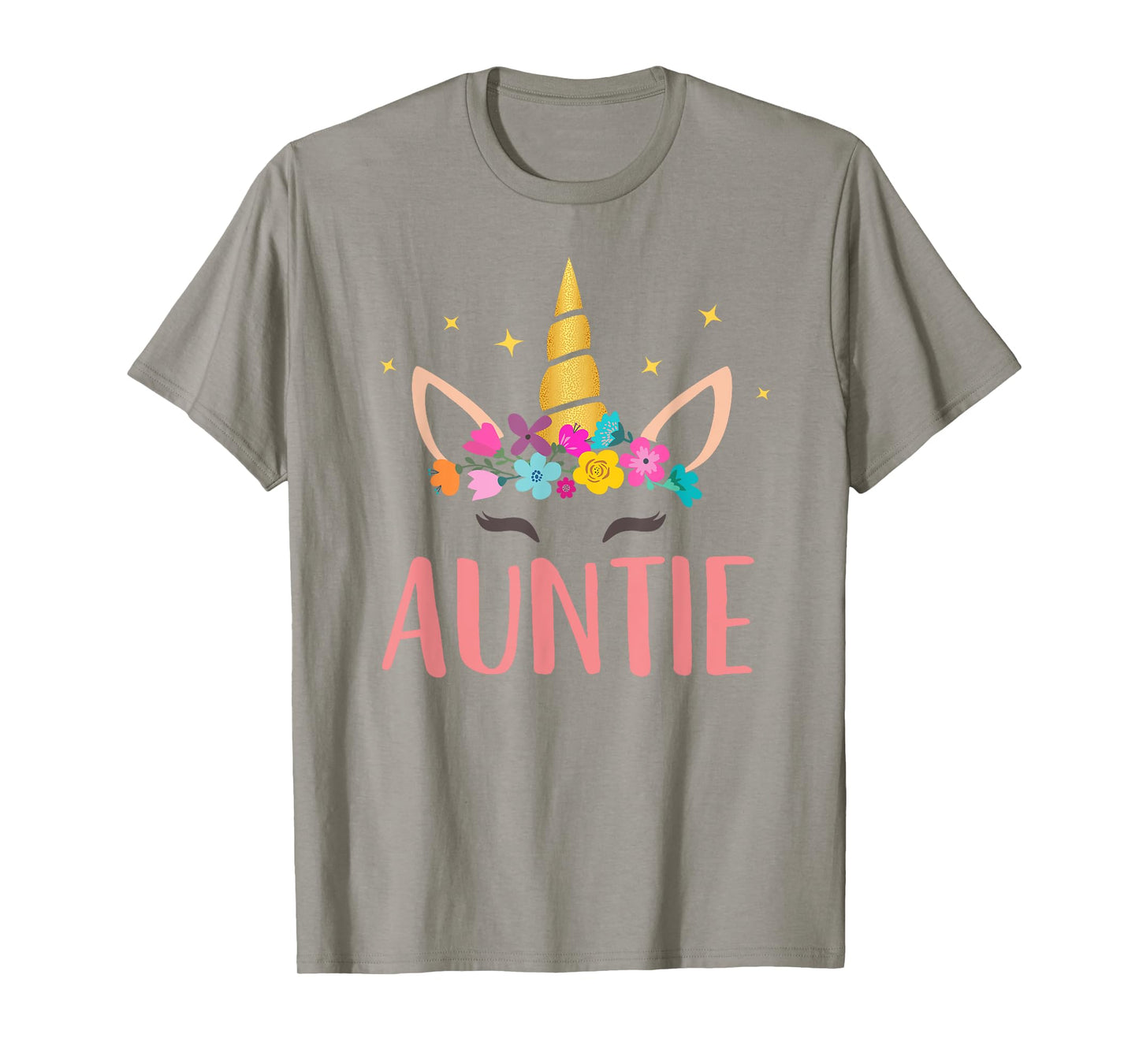 Auntie Unicorn Floral Birthday Matching T-Shirt