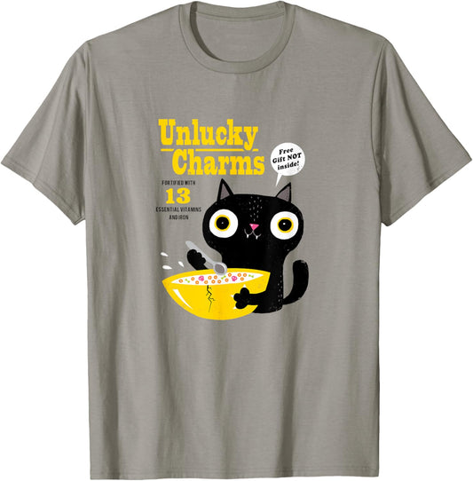 Funny Cat Cereal: Unlucky Charms-Official DinoMike Design T-Shirt