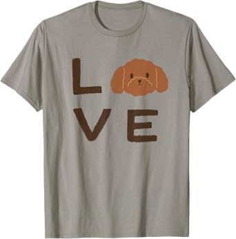 Cute Brown Chocolate Poodle Puppy Dog LOVE Graphic T-Shirt