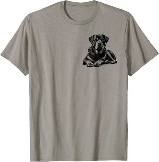 Rottweiler Dog in Lying Pose on Chest T-Shirt