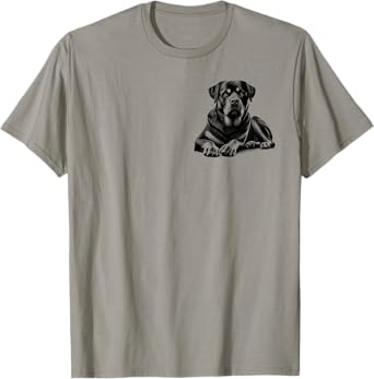 Rottweiler Dog in Lying Pose on Chest T-Shirt for Men Women Kids
