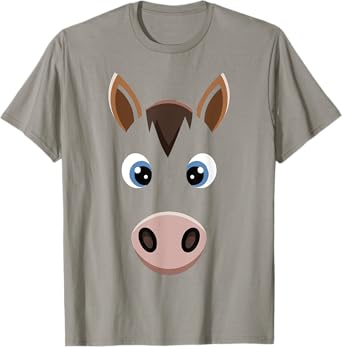 Halloween Horse Face Tshirt Costume Kids Cute Themed Horsey T-Shirt