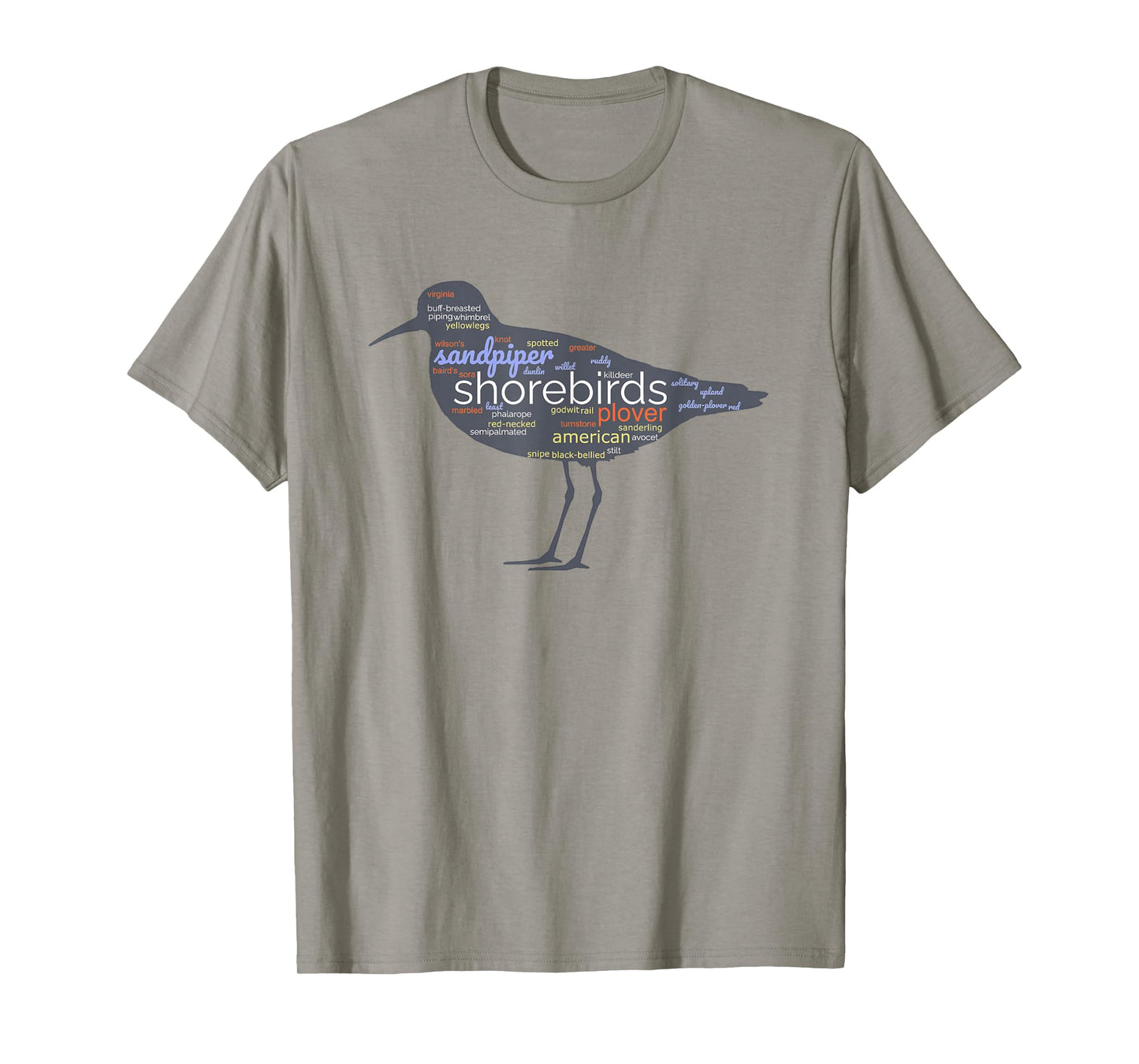 Shorebirds Wordcloud Sandpiper Plover for Bird Lovers T-Shirt