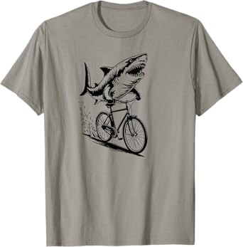 Shark on a Bike Bicycle Beach Great White T-Shirt