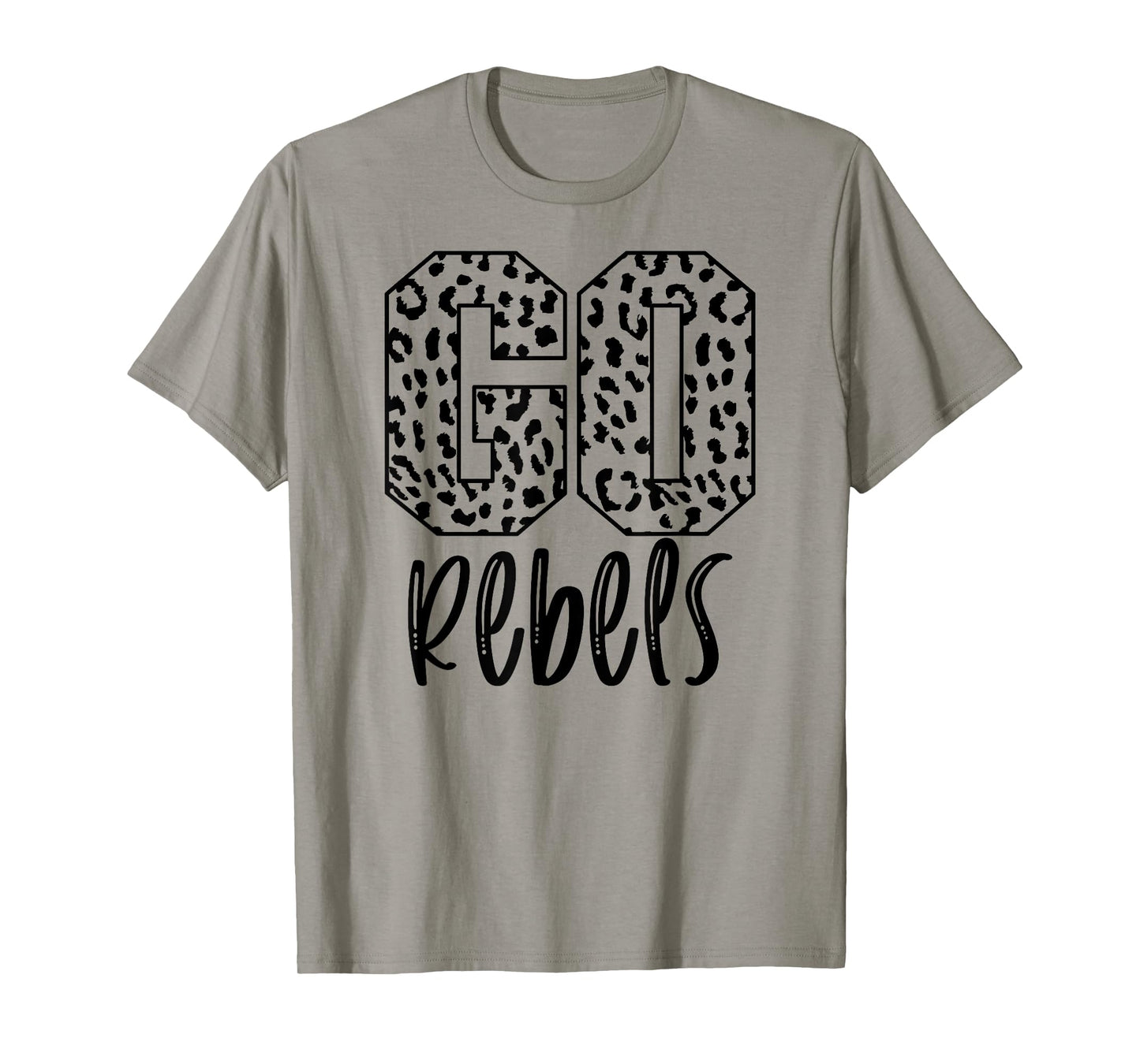 Rebels Team Mascot School Spirit Game Night Leopard Print T-Shirt