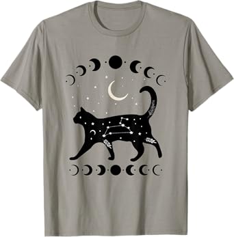 Crescent Moon Cat Star Mystical Celestial Women Men Kids T-Shirt