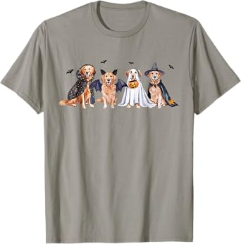 Golden Retriever Ghost Dog Halloween Golden Retriever Witch T-Shirt for Men Women Kids