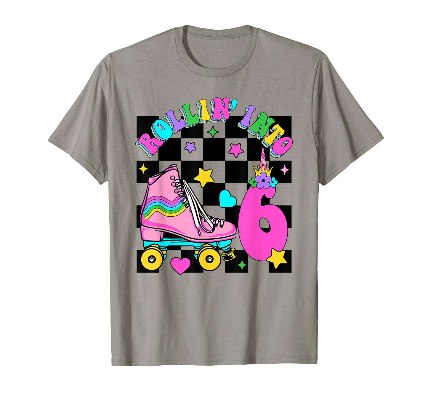 Rolling Into 6 Years Old Skater 6th Birthday Kids Girls T-Shirt