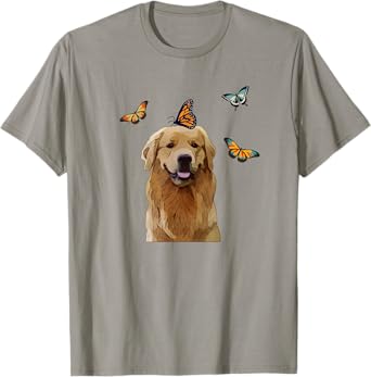 Golden Retriever Dog with butterflies T-Shirt