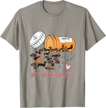 Wiener Dog Sausage Puppy Lover Antidepressants Dachshund T-Shirt for Men Women