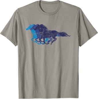 Blue Horse Racing Silhouette Shirt Equitation T-Shirt