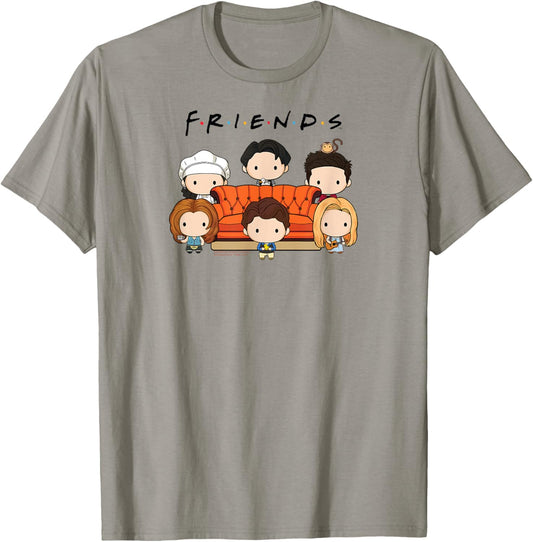 Friends Chibi Cast with Sofa Funny TV Show T-Shirt