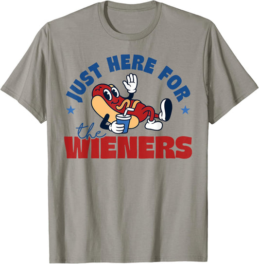 Hot Dog I'm Just Here For Wieners Patriotic 4Th Of July T-Shirt