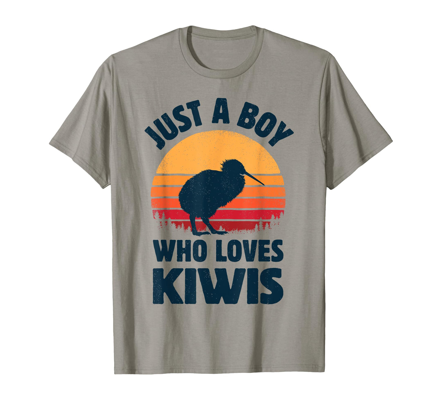 Kiwi Just A Boy Who Loves Kiwis Bird Retro Vintage Sunset T-Shirt