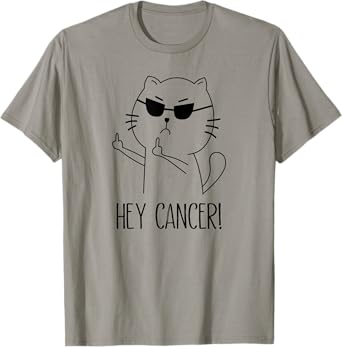 Hey Cancer F U, Funny Cat Middle Finger, F#ck Cancer T-Shirt