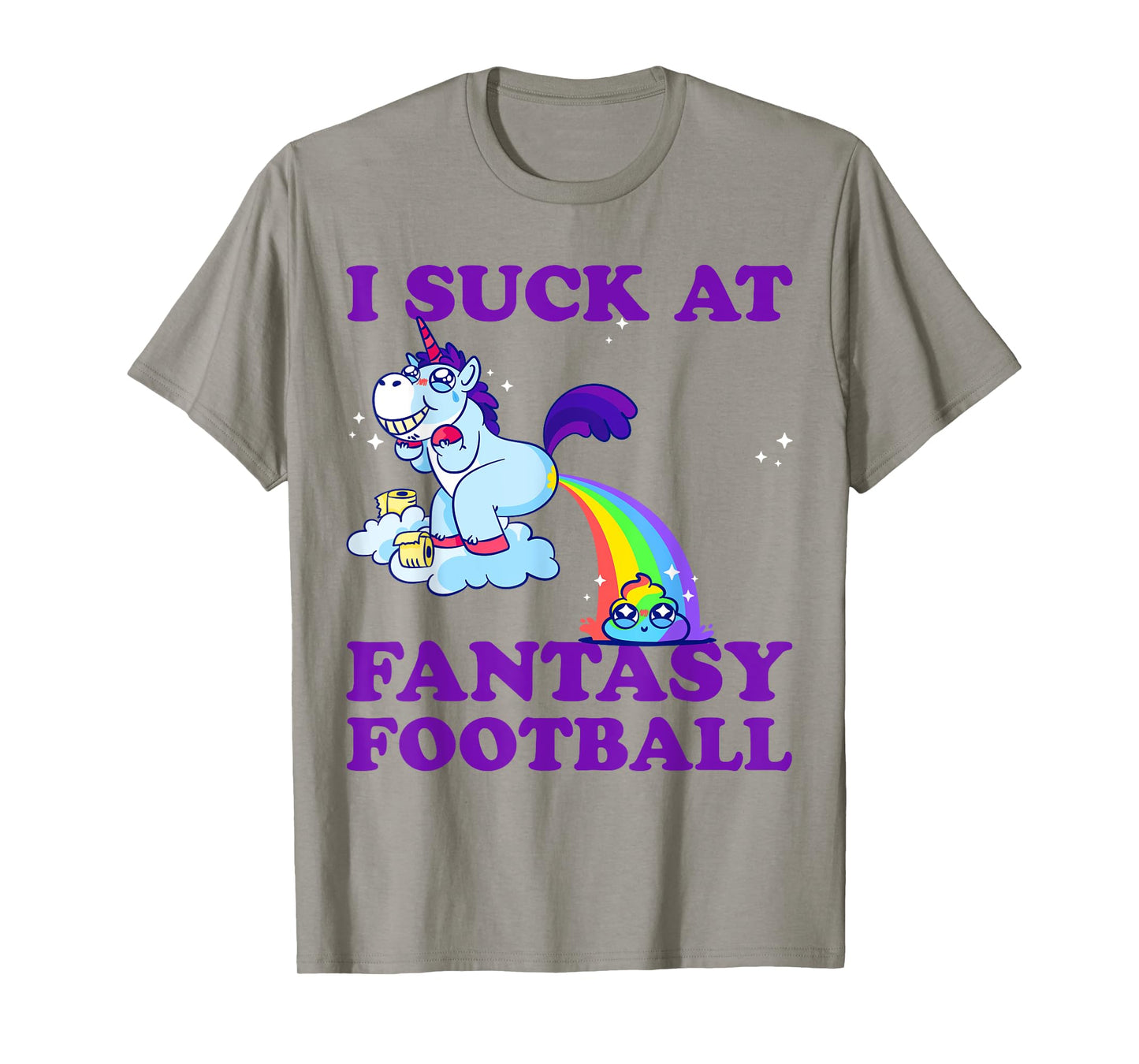 I Suck At Fantasy Football Unicorn With Rainbow Poop Pink T-Shirt