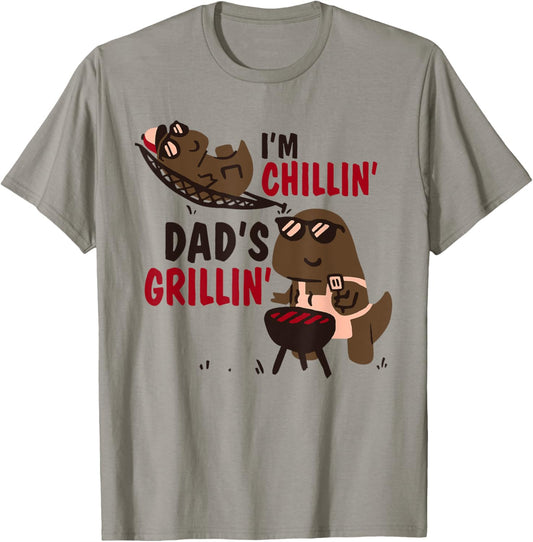 I'm Chillin' Dad's Grillin' Funny Dinosaurs BBQ T-Shirt