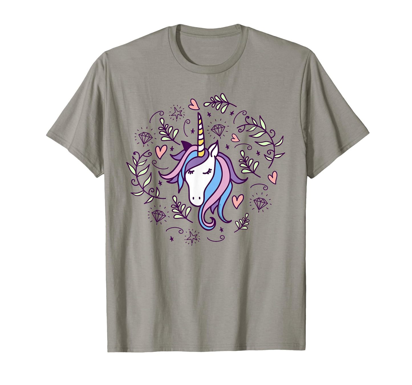Unicorn with Pink Hearts and Diamonds Magical Unicorn T-Shirt