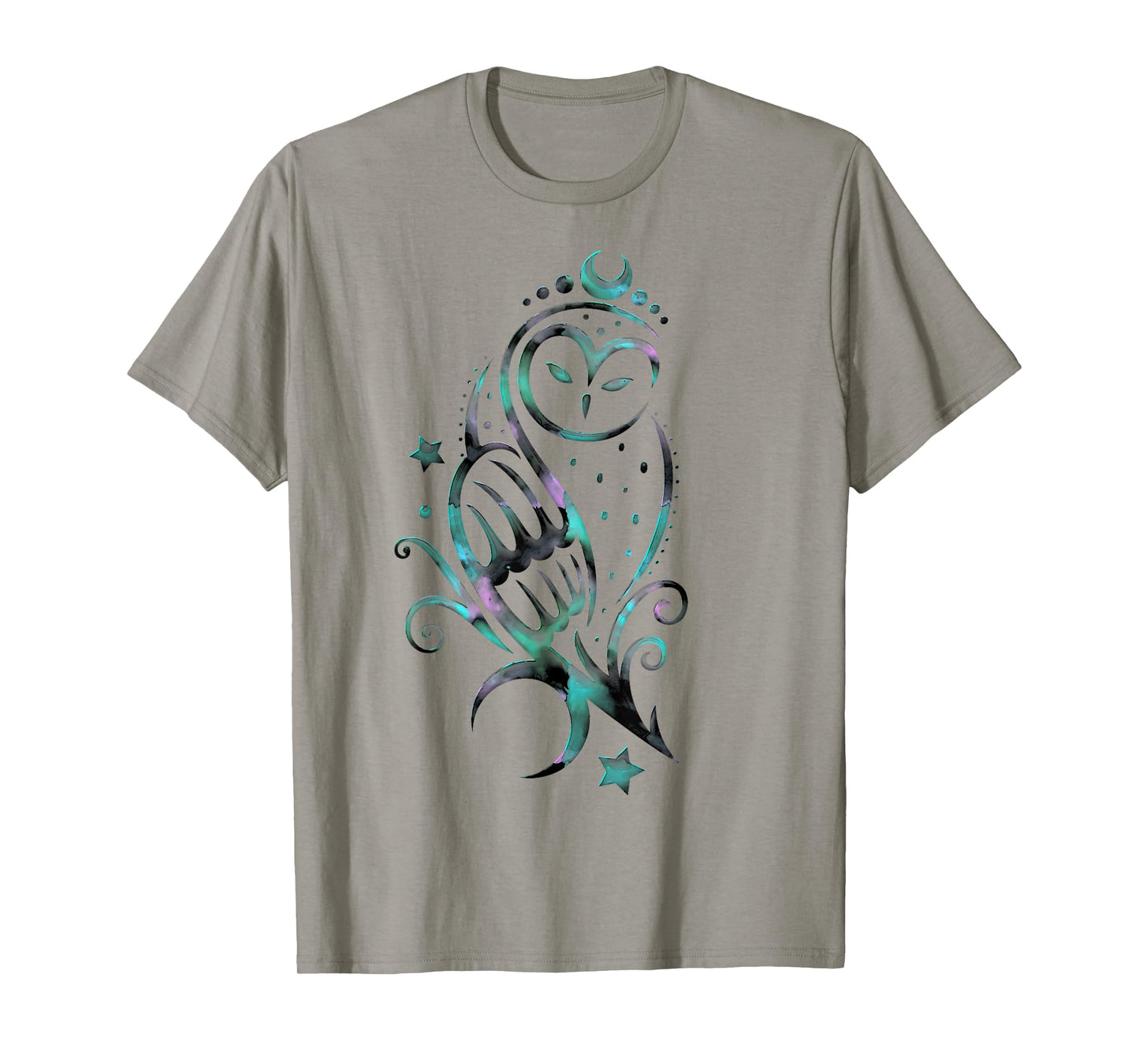 Moon Owl Watercolor Style Magic Owl with Moons and Stars T-Shirt
