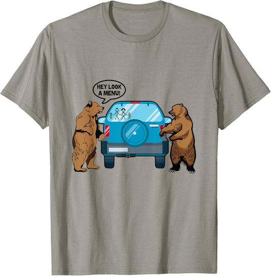 Hey Look A Menu Funny Camping Camper Hiking Bear Outdoor T-Shirt
