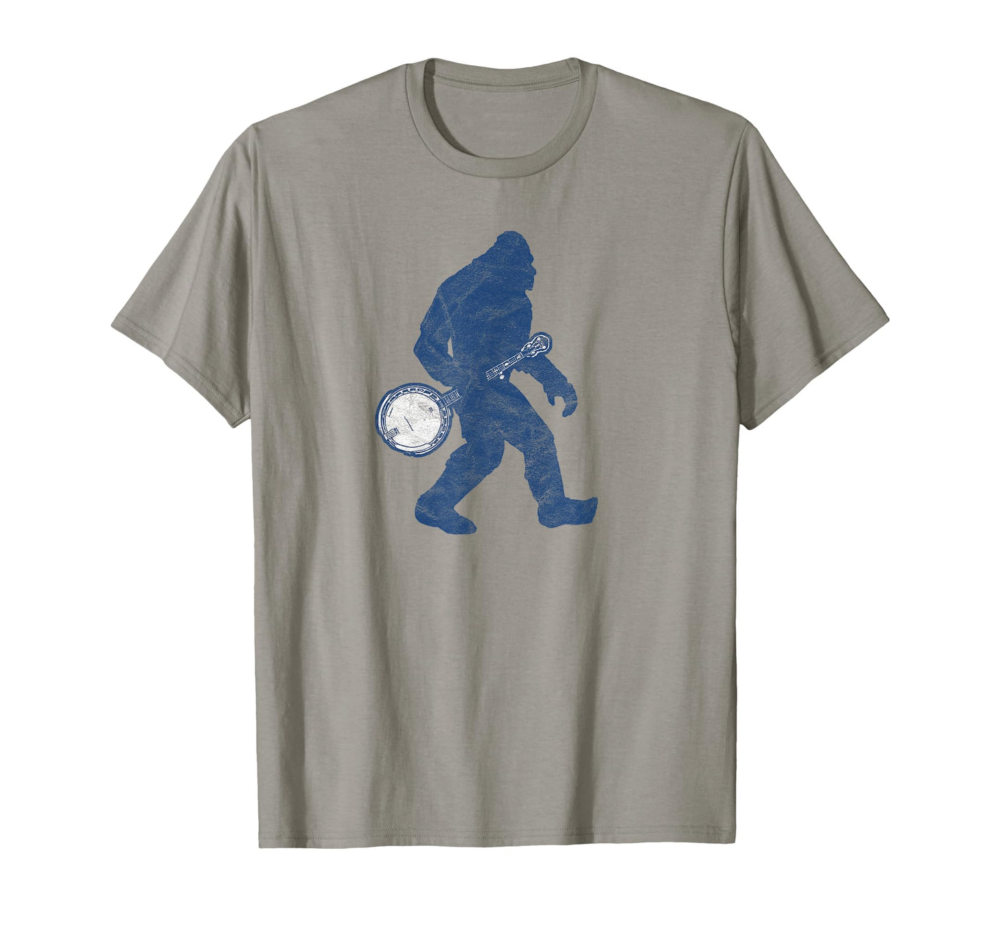 Bigfoot & Banjo - Sasquatch Silhouette Retro Bluegrass T-Shirt
