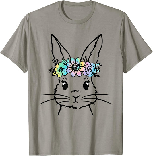 Cute Bunny Face Tie Dye Rabbit Easter Day Women Girls Kids T-Shirt