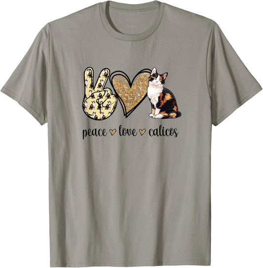 Peace Love Calico Cat Lover T-Shirt