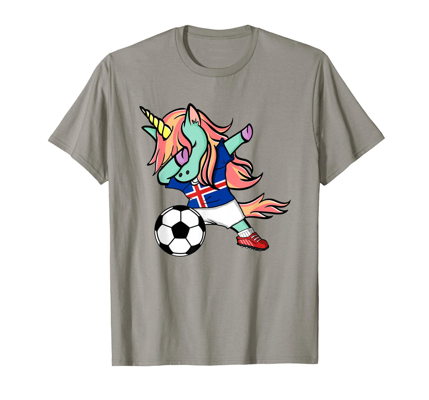 Dabbing Unicorn Soccer Iceland Jersey Icelandic Football Tee T-Shirt