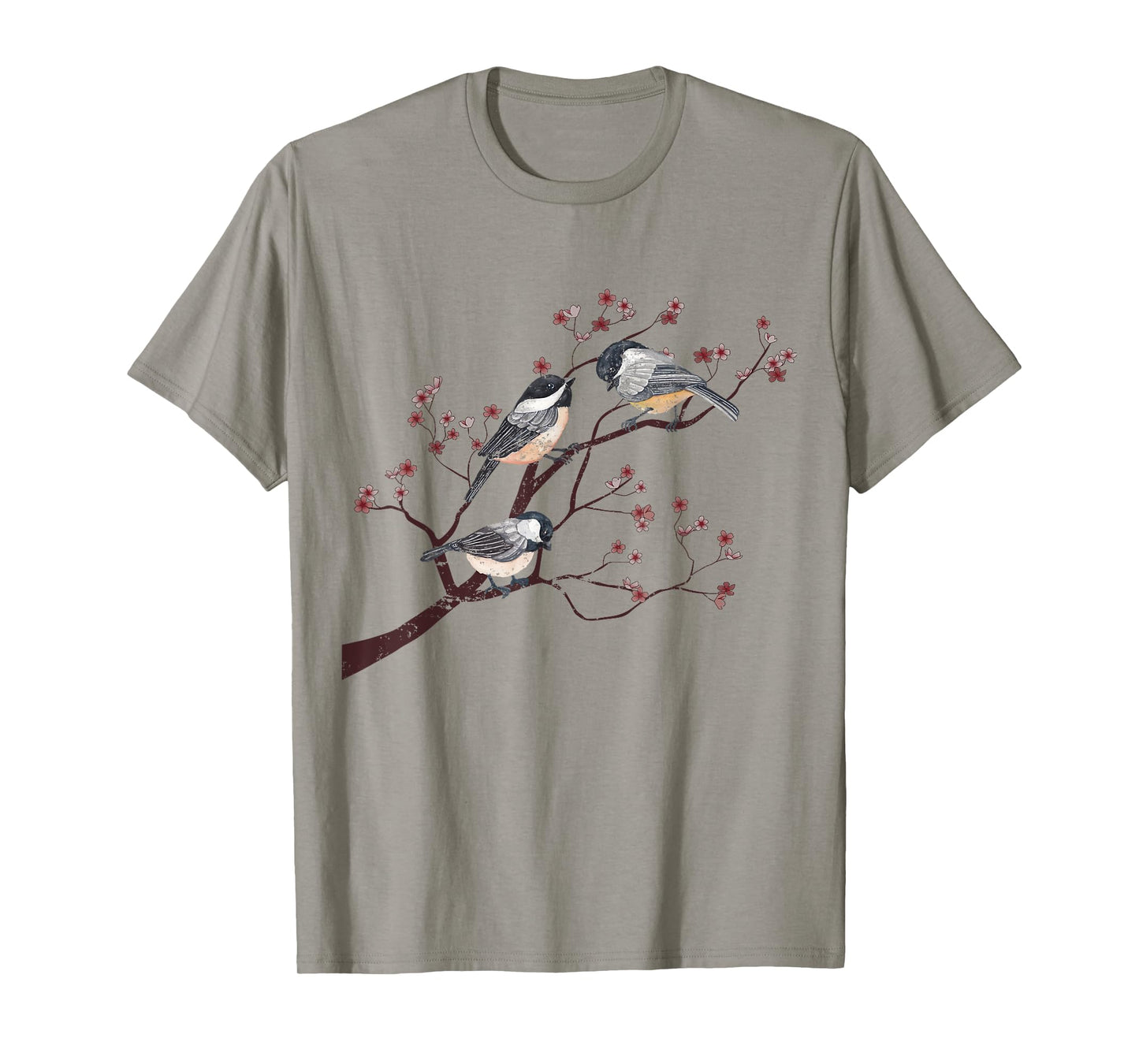 Bird Watcher Chickadee Vintage Nature Blossom Birds T-Shirt