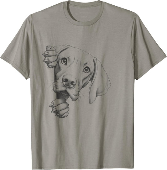 Funny Vizsla Peeking Design For Dog Owner T-Shirt