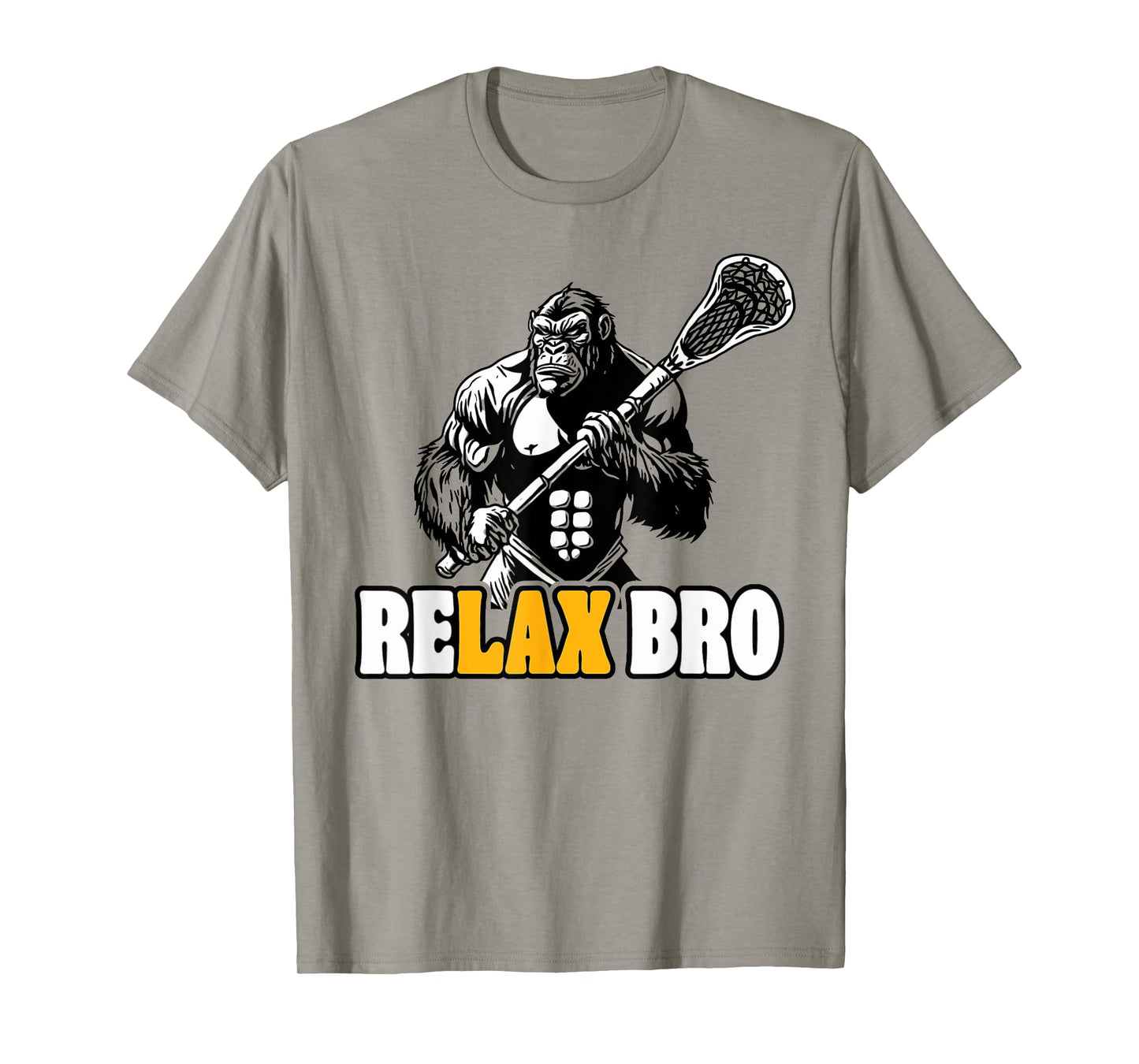 ReLax Bro Funny Gorilla Lacrosse Player Animal Lax T-Shirt