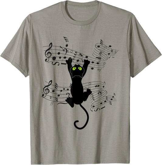 Funny Cat Kitty Playing Music Note T-Shirt Cat lover Gift T-Shirt