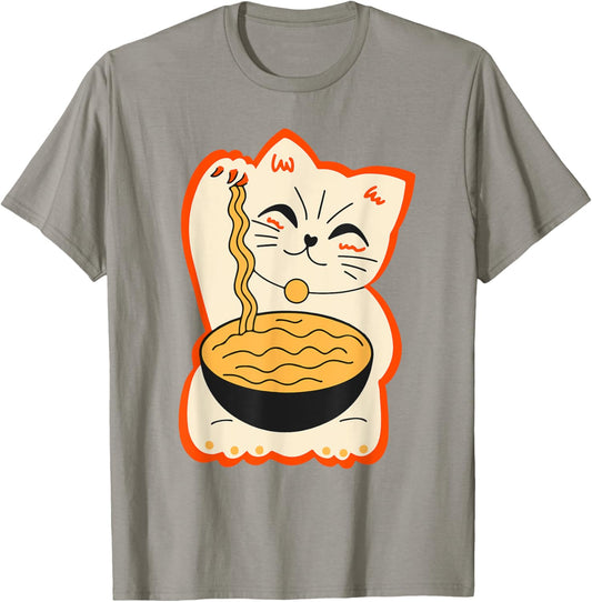 Cute Cat Ramen Teen Girl Women Funny Japanese Neko Kawaii T-Shirt