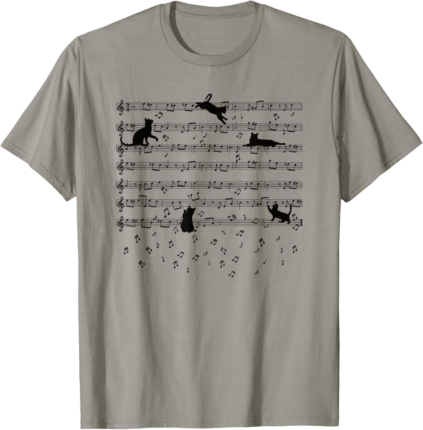 Cute Cat Lover Clothes Kitty Playing Music Note Clef Musician Music Cat Lover T-Shirt